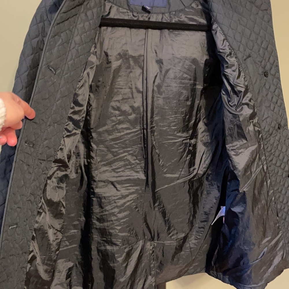 Lands’ End Women’s Small Black Quilted Lightweight Button Down Coat Front Pocket - Picture 9 of 12